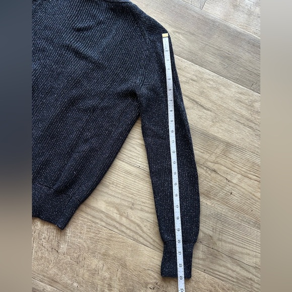 J. Crew Metallic Navy V Neck Sweater XS - Picture 3 of 6